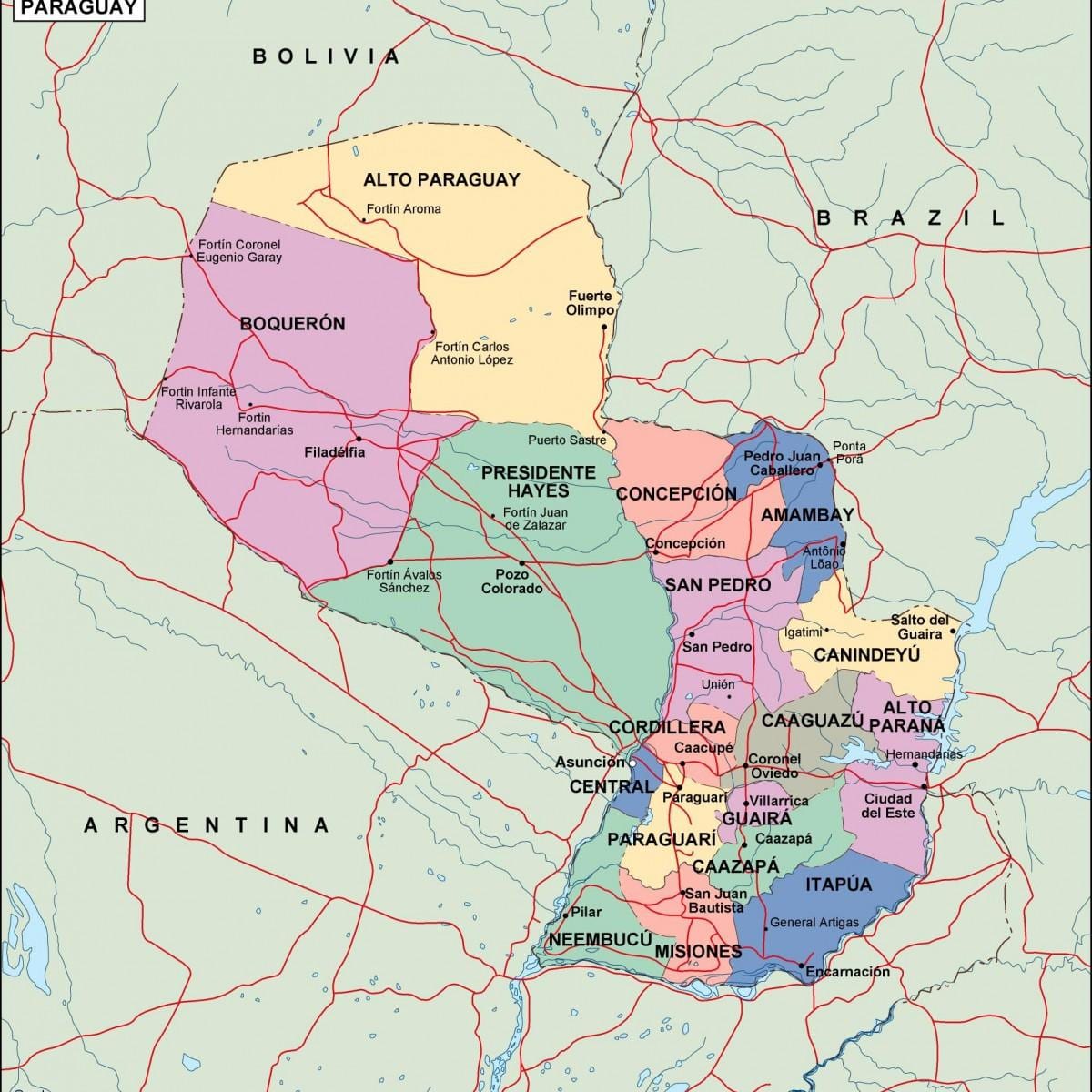 Bản đồ của chính trị Paraguay