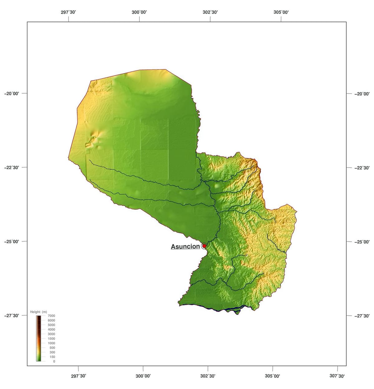 Bản đồ của vật lý Paraguay
